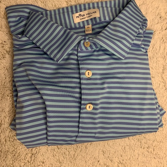 Peter Millar Summer Comfort Polo, Blue Stripes, XL - Picture 6 of 7